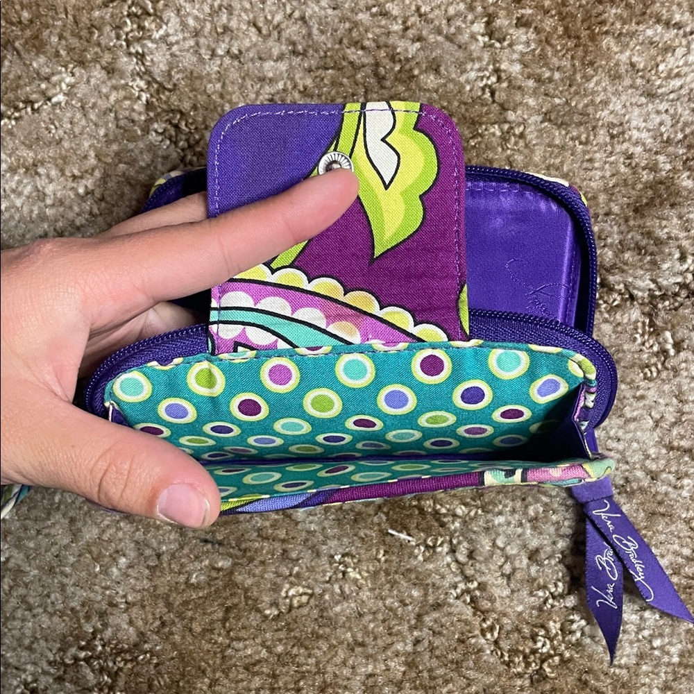 Vera Bradley Purple ID Holder Wallet Wristlet - Picture 5 of 6